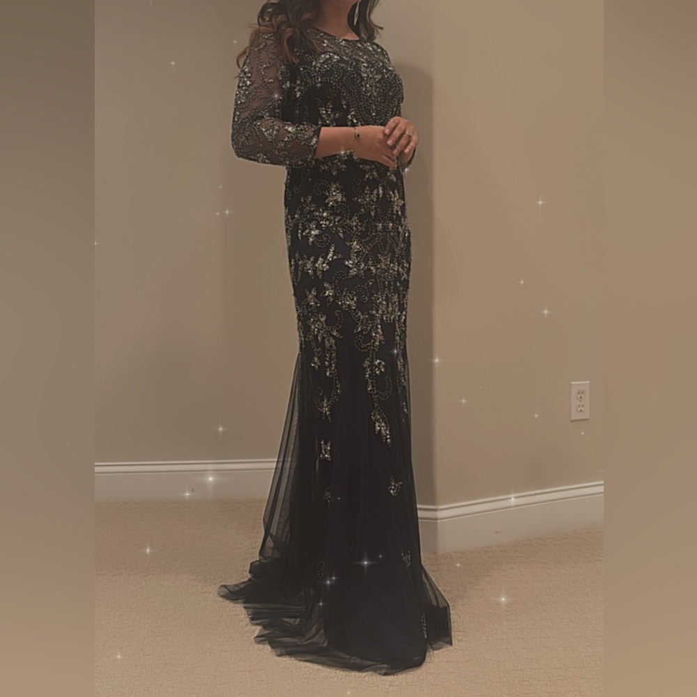 Embroidered /beaded dress in midnight blue /black